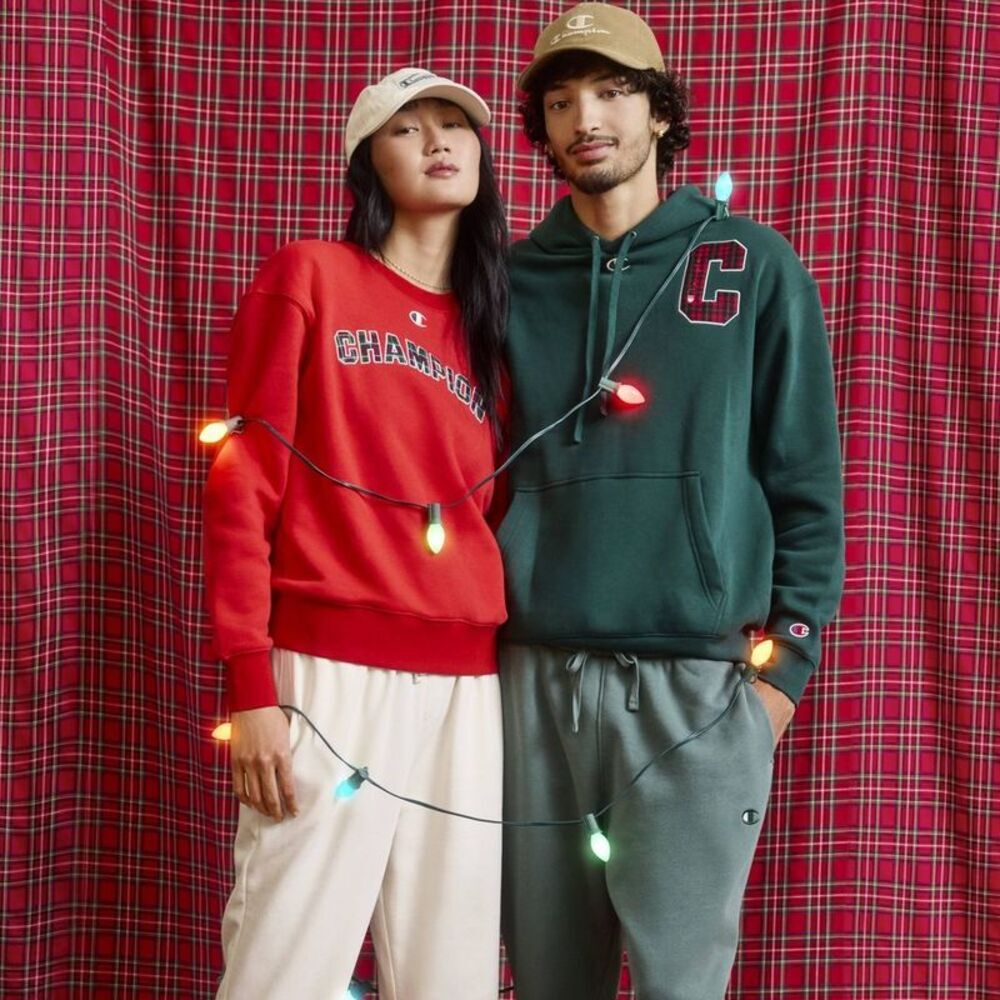 Champion Men's Plaid Hooded Sweatshirt - Green S - Picture 5 of 5